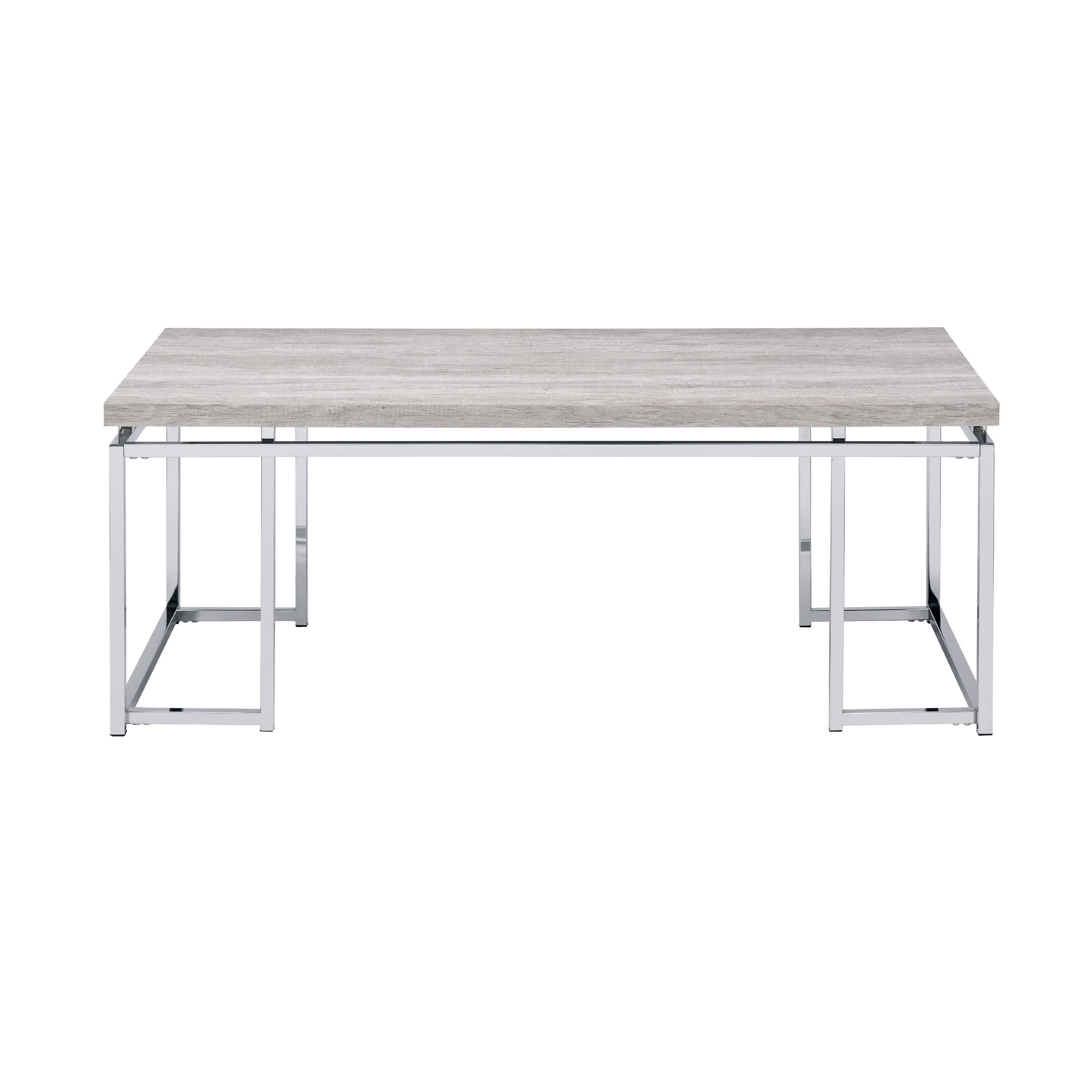 Alt View 1. Manhattan Lane - Coffee Table with Rectangular Tabletop and Metal Legs - Silver and Brown.