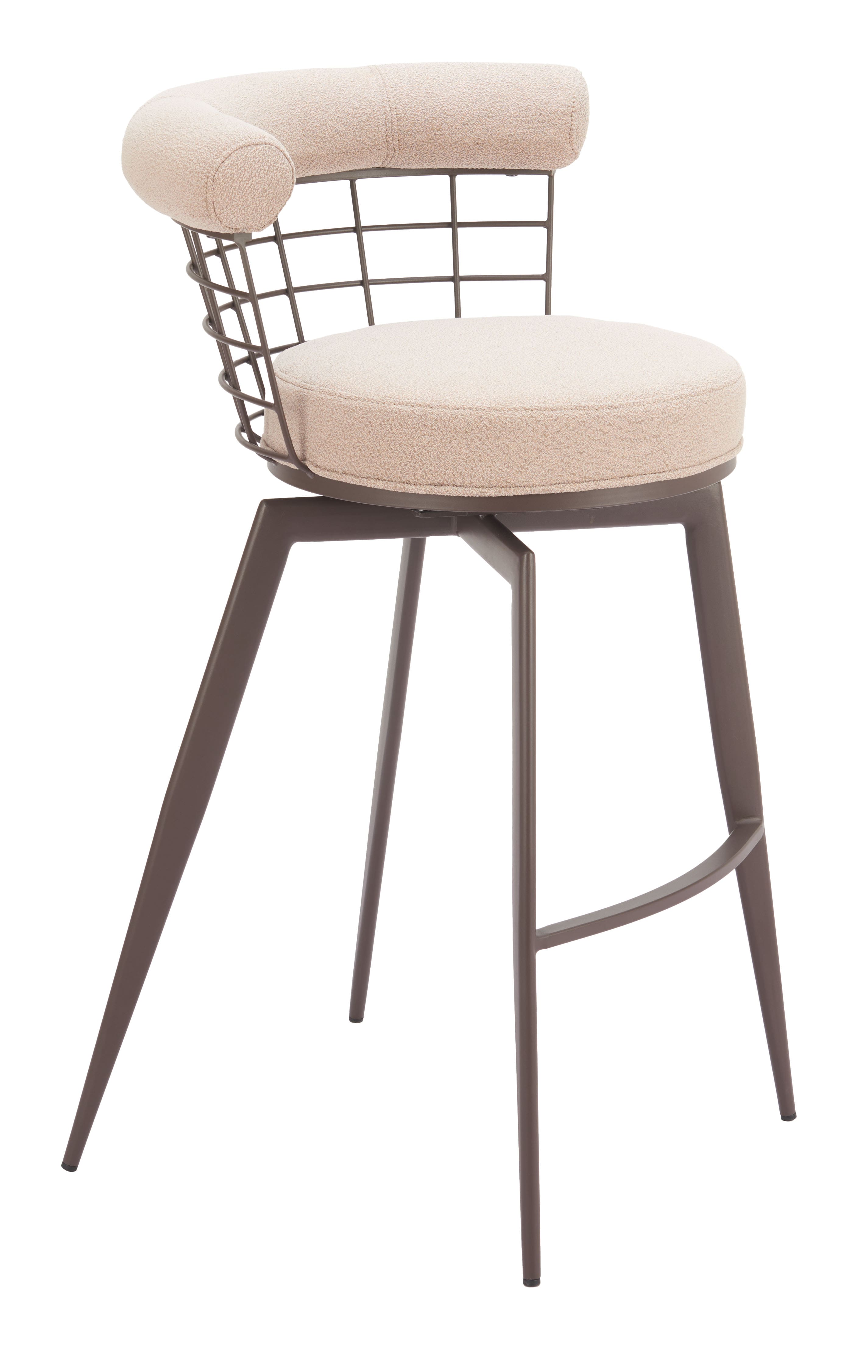 Hivvago - Saku Swivel Barstool - Beige & Brown