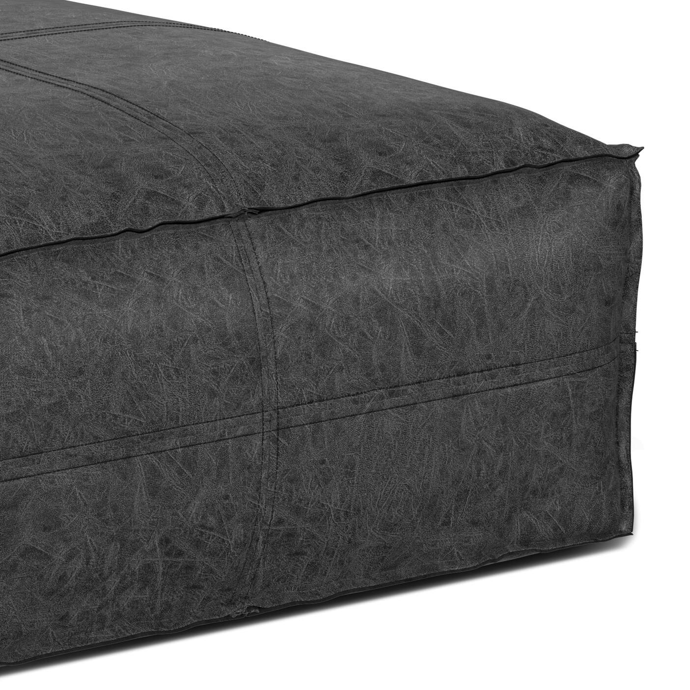 Alt View 14. Simpli Home - Brody Large Square Coffee Table Pouf - Distressed Black.