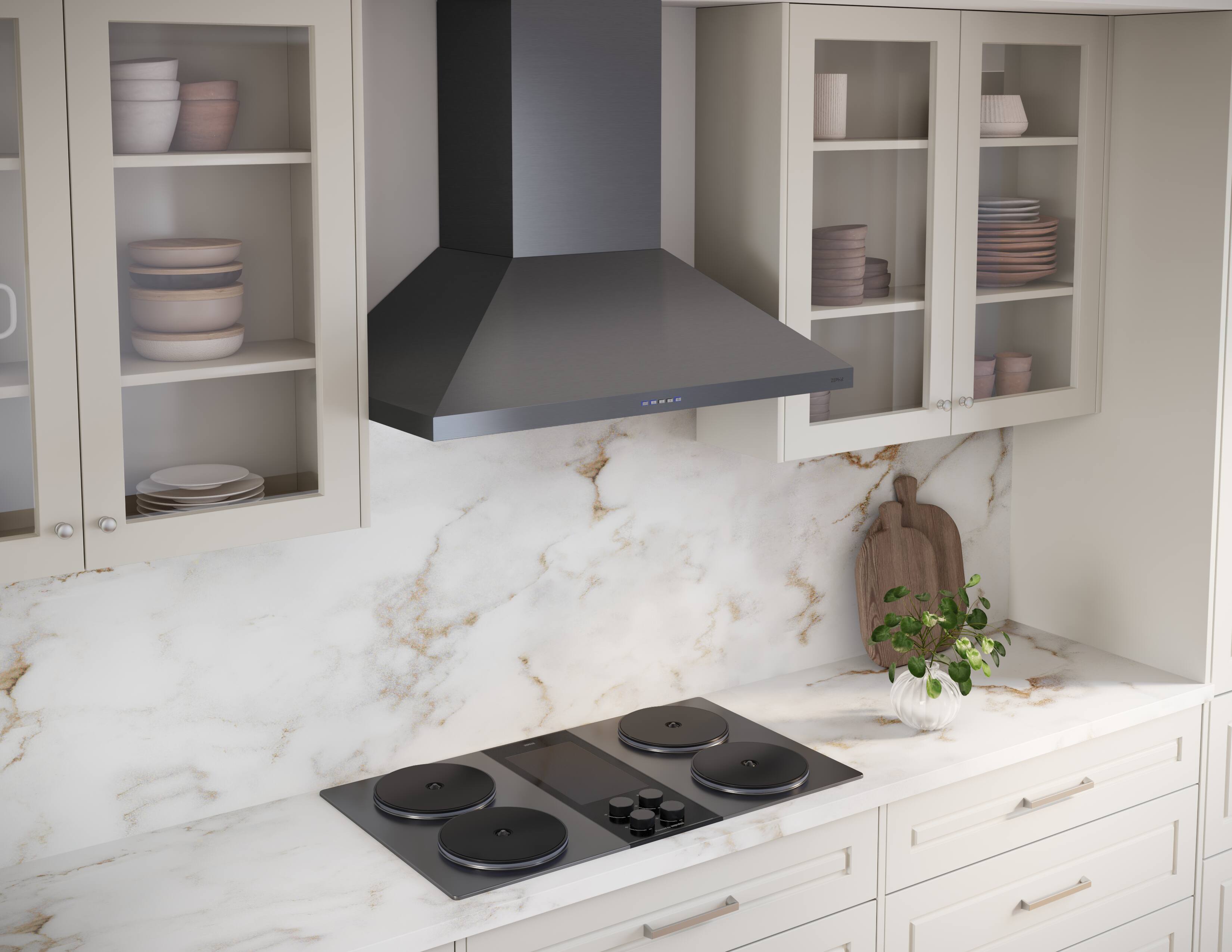 Alt View 14. Zephyr - Ombra 30 in. 600 CFM Wall Mount Range Hood - Black Stainless Steel.
