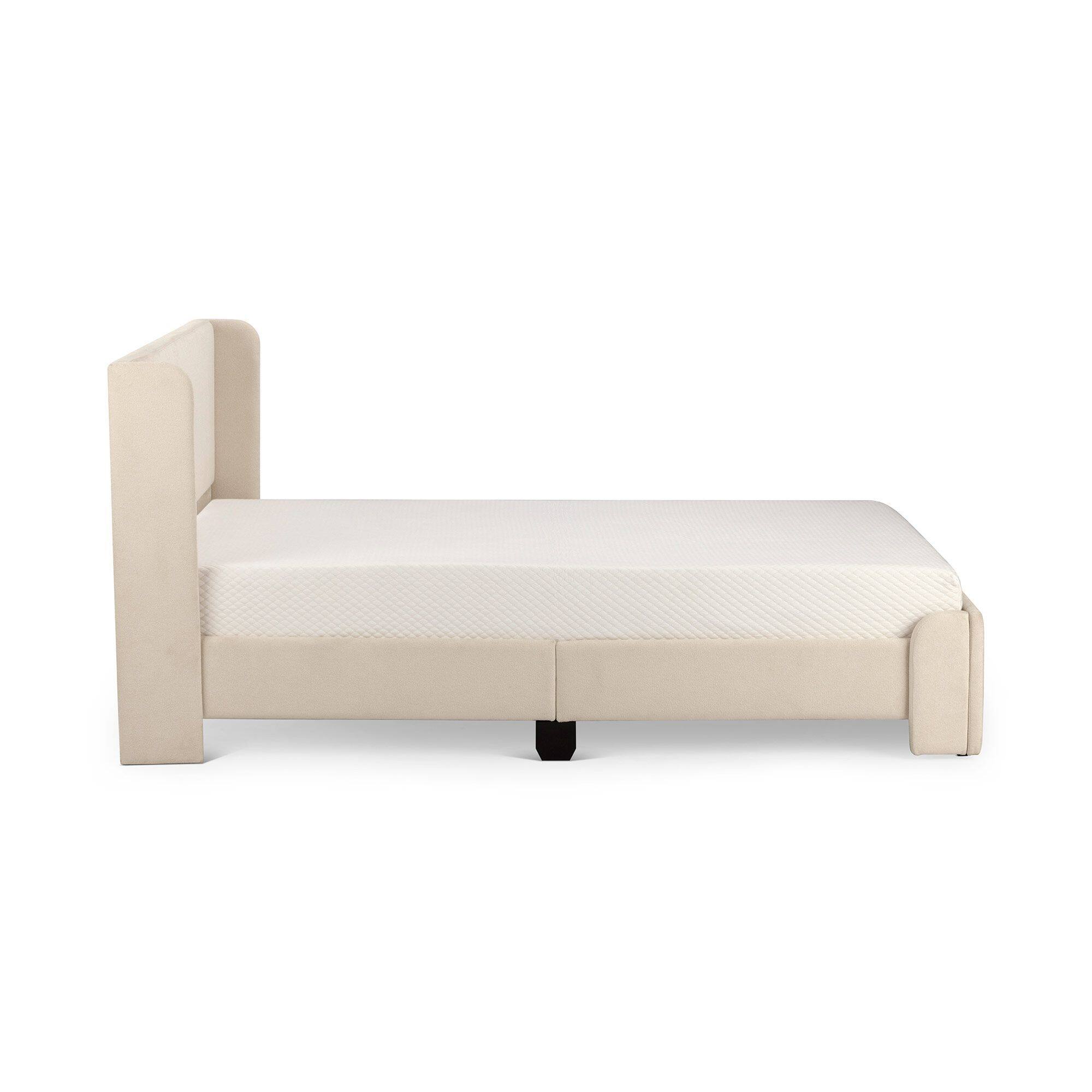 Alt View 3. Plank+Beam - Upholstered Bed with Rectangular Headboard (Queen), Cream - Cream.