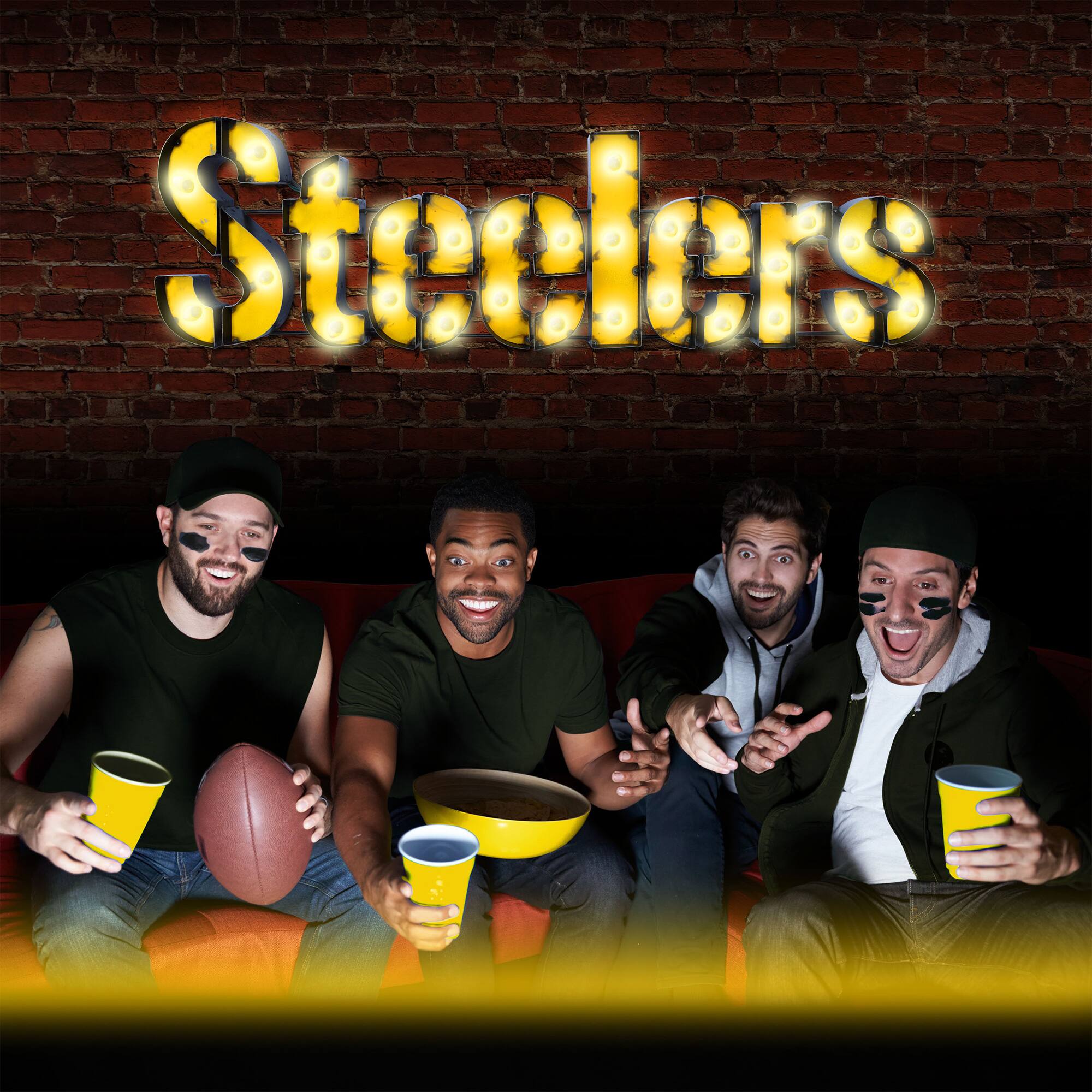 Alt View 2. Imperial - Pittsburgh Steelers 43.5'' x 12.5'' Lighted Recycled Metal Sign - Multicolor.