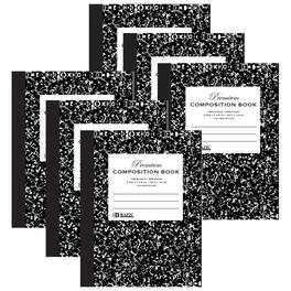 BAZIC Products - Premium Composition Book, College Ruled, Black Marble, 100 Sheets, Pack of 6 - 9-3/4" x 7-1/2"