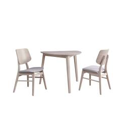 FurniFact - Solid Wood Small Dining Table with 2 Chairs - White