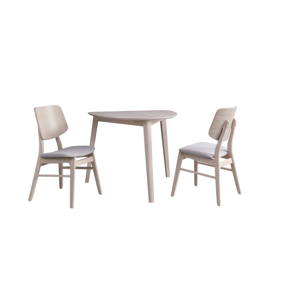 Front. FurniFact - White Solid Wood Small Dining Table with 2 Chairs - White.