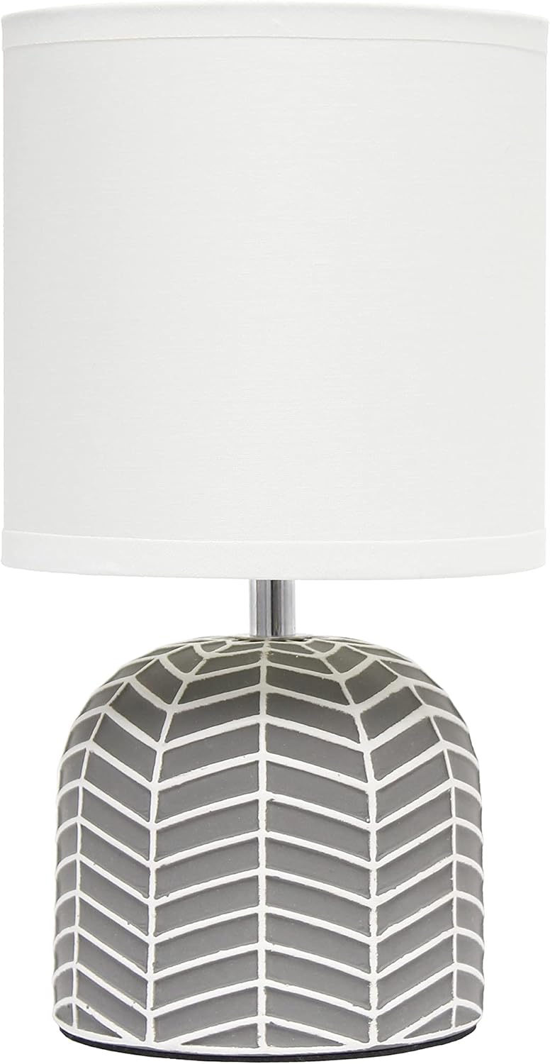Front. Stamp n Camp - Simple Designs LT1137-TAU 10.43" Petite Contemporary Webbed Waves Base Bedside Table Desk Lamp w Fabric Drum Shade... - Gray.