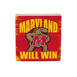 Evergreen Enterprises - Maryland Terrapins 6" Square Fan Chant Wood Block Shelf Sign - Multicolor