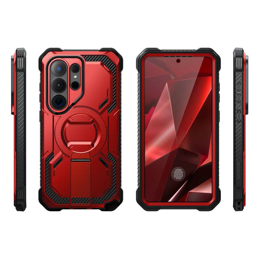 Back. i-Blason - Armorbox Case for Samsung Galaxy S26 Ultra – Kickstand, Screen Protector, Military-Grade - Metallic Red.