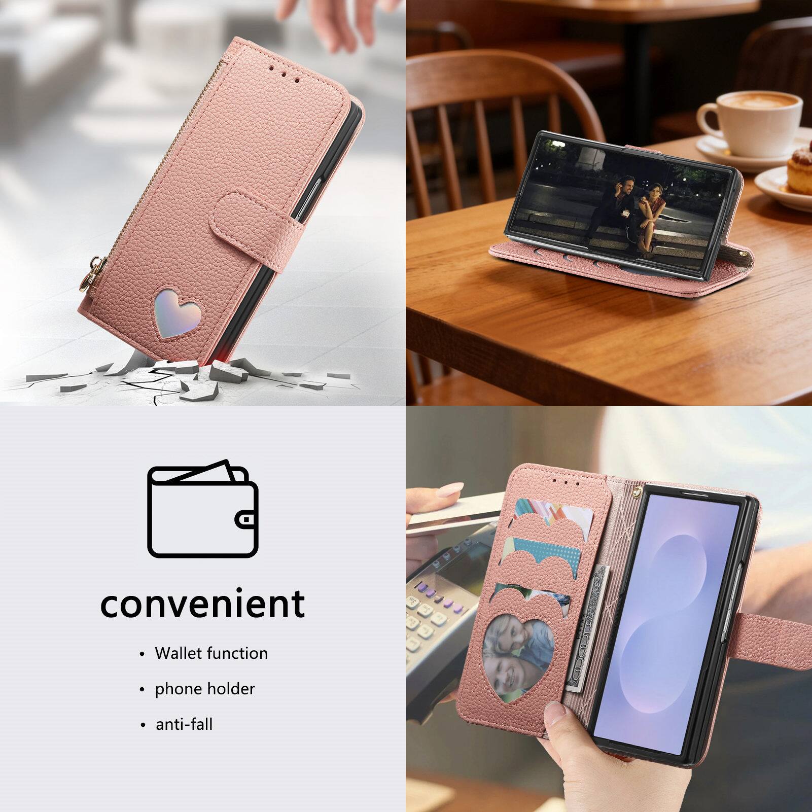 convenient  
- Wallet function  
- phone holder  
- anti-fall