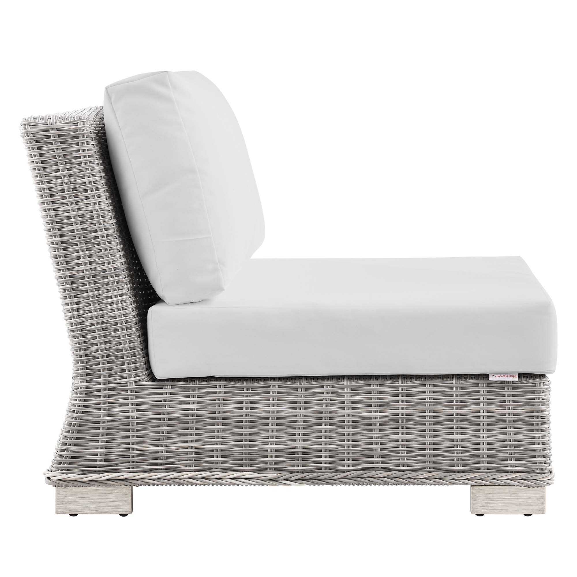 Alt View 1. Modway - Conway Outdoor Patio Wicker Rattan Armless Chair by Modway - Light Gray White.