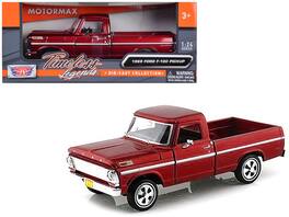 1969 Ford F-100 Pickup Truck 1/24 Diecast Model Car by Motormax - Burgundy