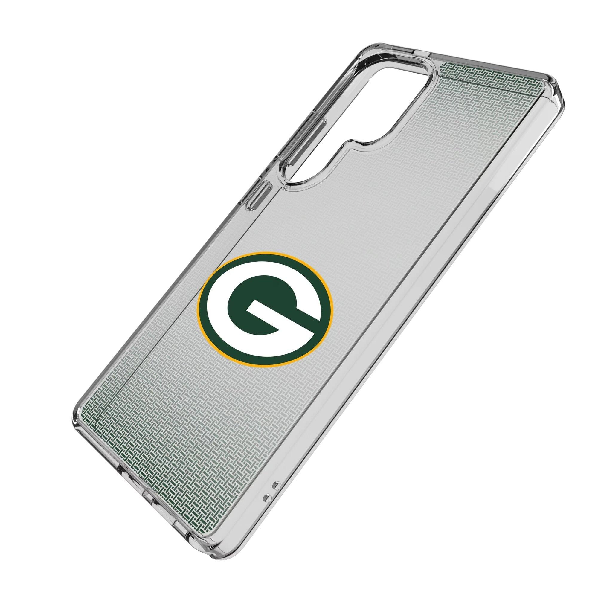 Alt View 1. Keyscaper - Green Bay Packers Linen Logo Galaxy Clear Case - S24 - Multicolor.
