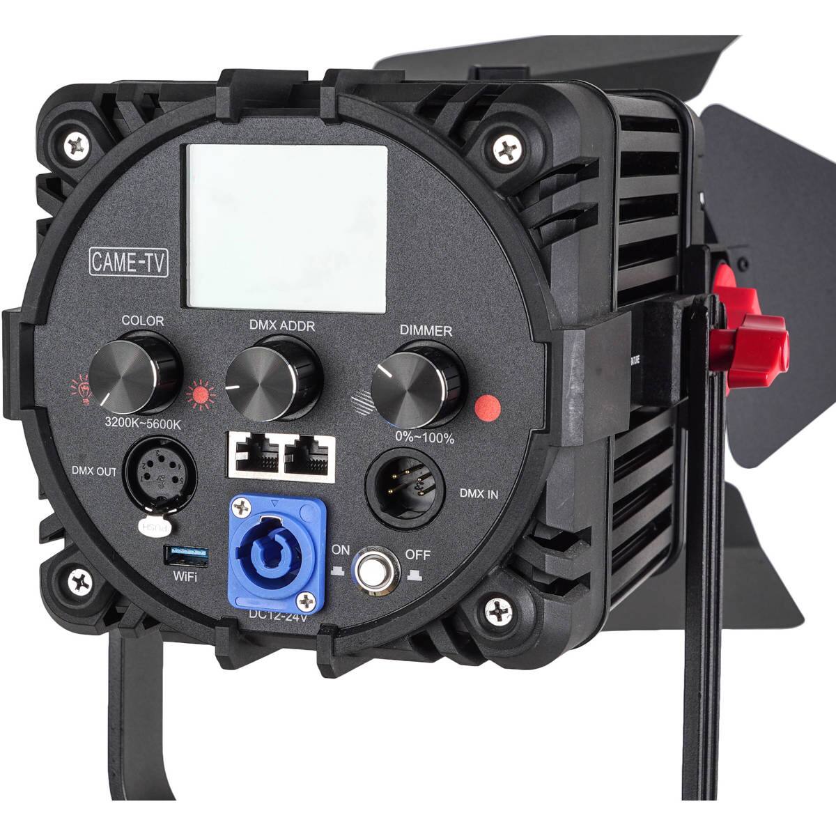 CAME-TV COLOR DMX ADDR DIMMER 3200K-5600K 0%~100% DMX OUT V DMX IN WiFi ON + DC12-24V OFF