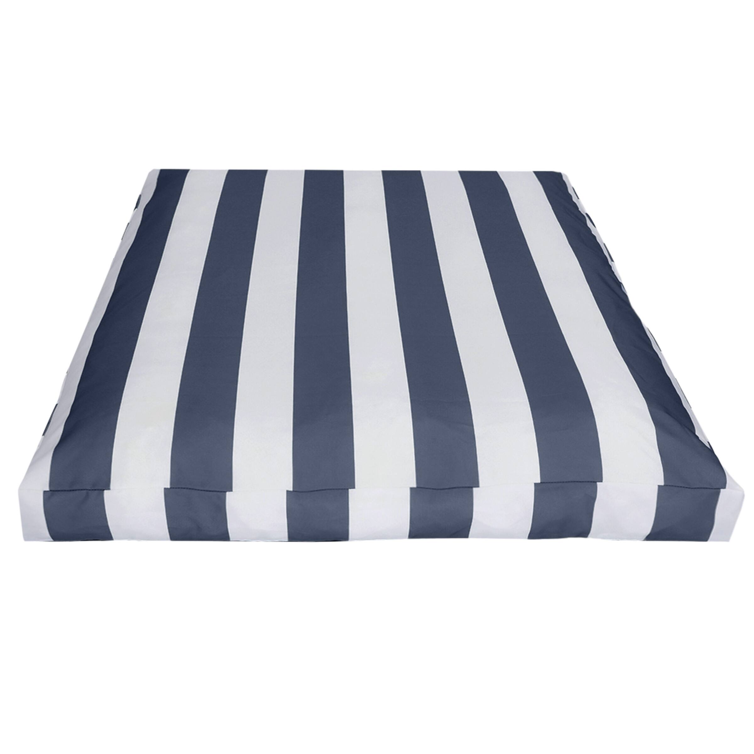 Angle. PetMaker - 44in Water-Resistant Dog Bed - Navy Blue and White Stripes.