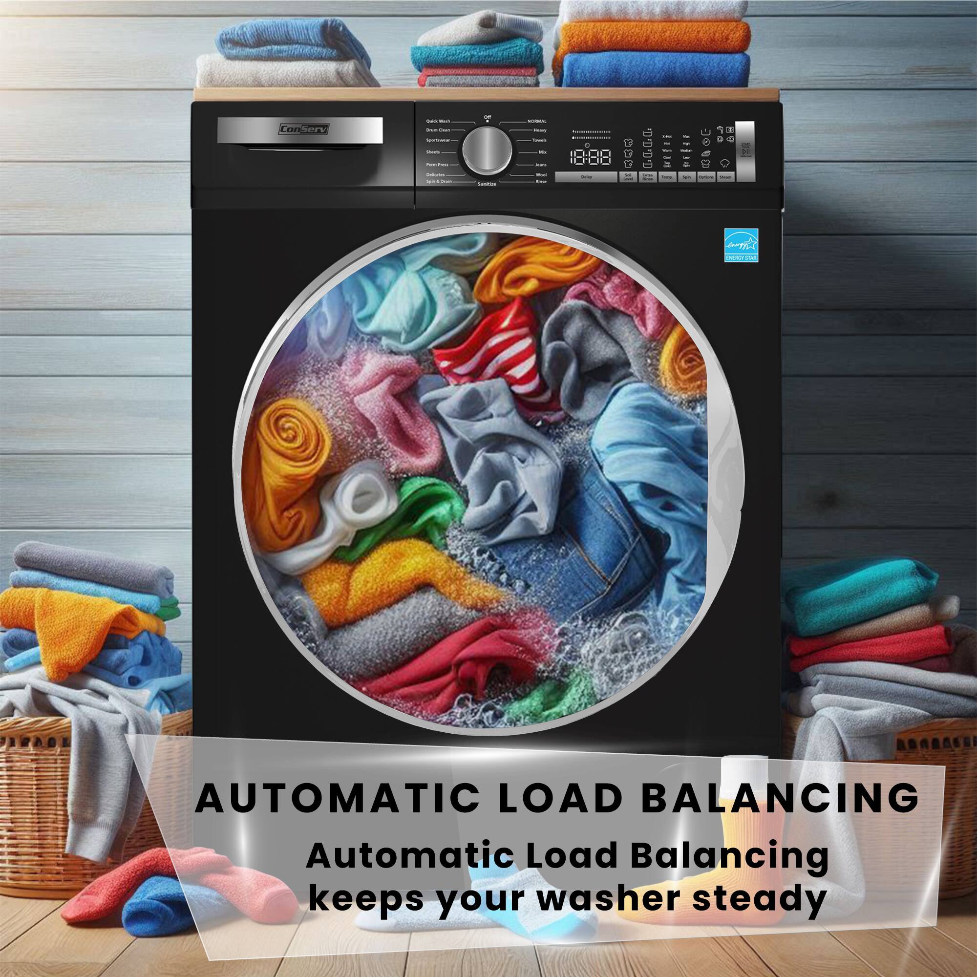 Automatic Load Balancing  
Automatic Load Balancing keeps your washer steady