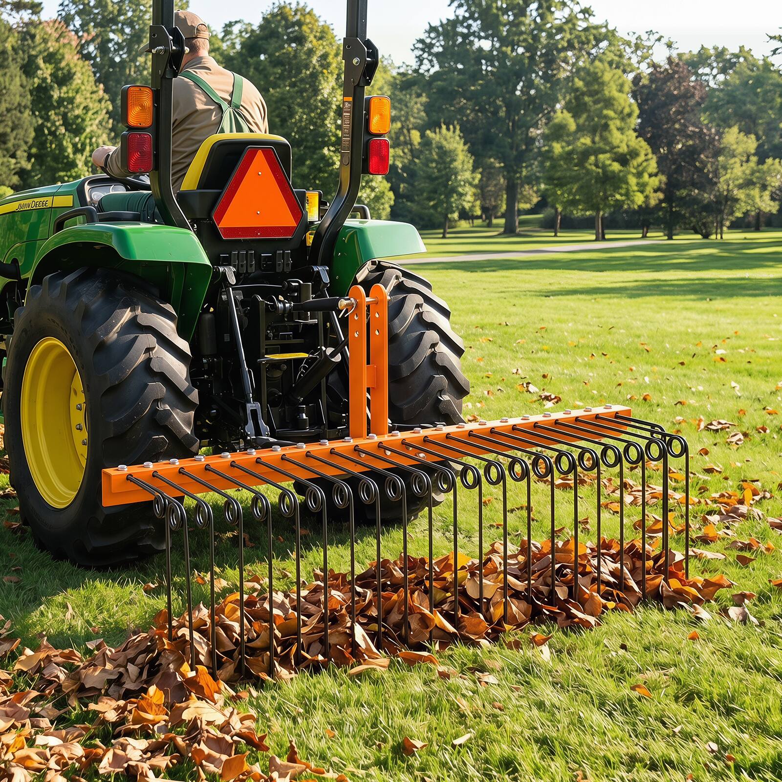 Alt View 3. Gymax - Gymax 60''Pine Straw Rake Tow Behind Landscape Rake w/ 26 Metal Coil Tines for Grass Black & Orange - Orange.
