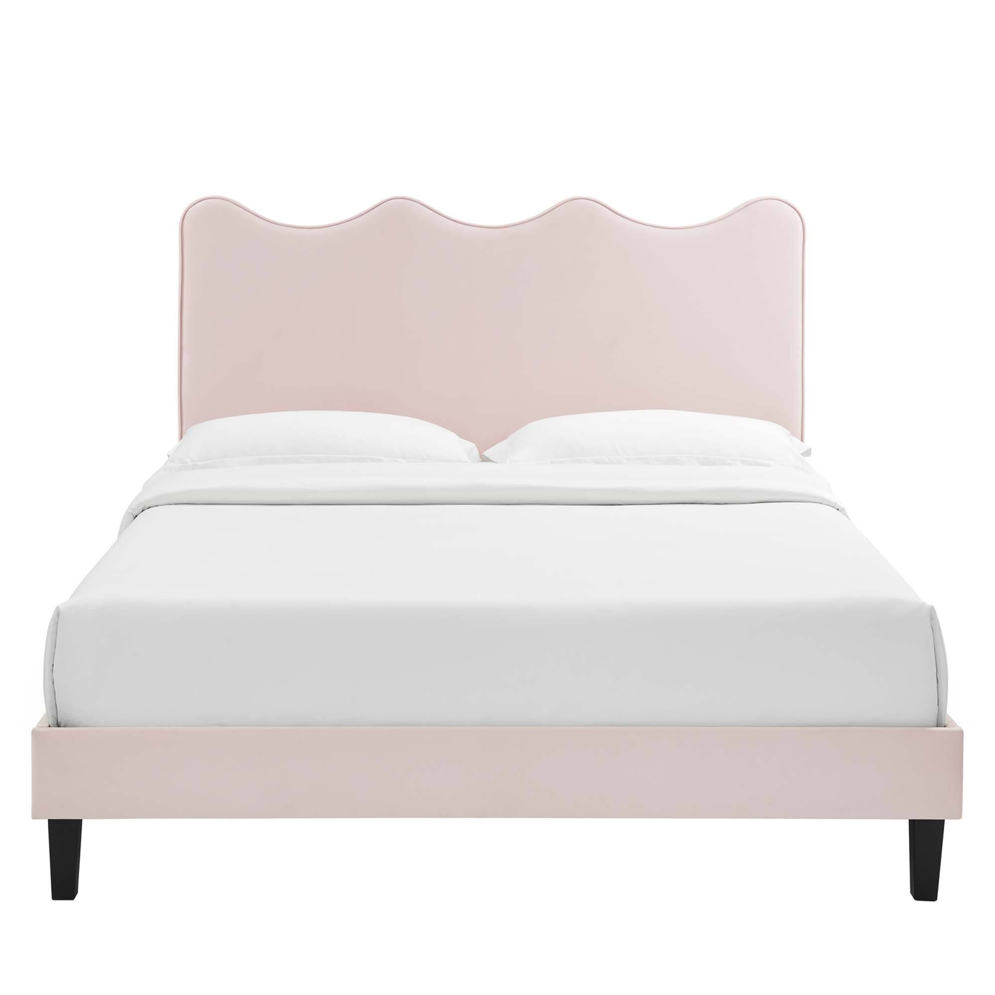 Alt View 4. Modway - Yasmine Channel Tufted Performance Velvet Full Platform Bed - White.