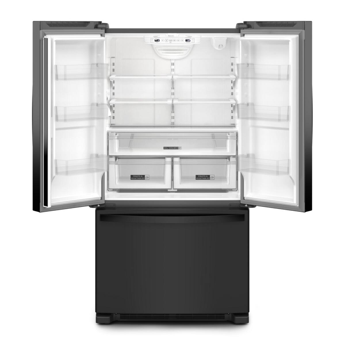 Alt View 8. Whirlpool - 20 Cu. Ft. French Door Bottom Mount Counter-Depth Refrigerator - Black.