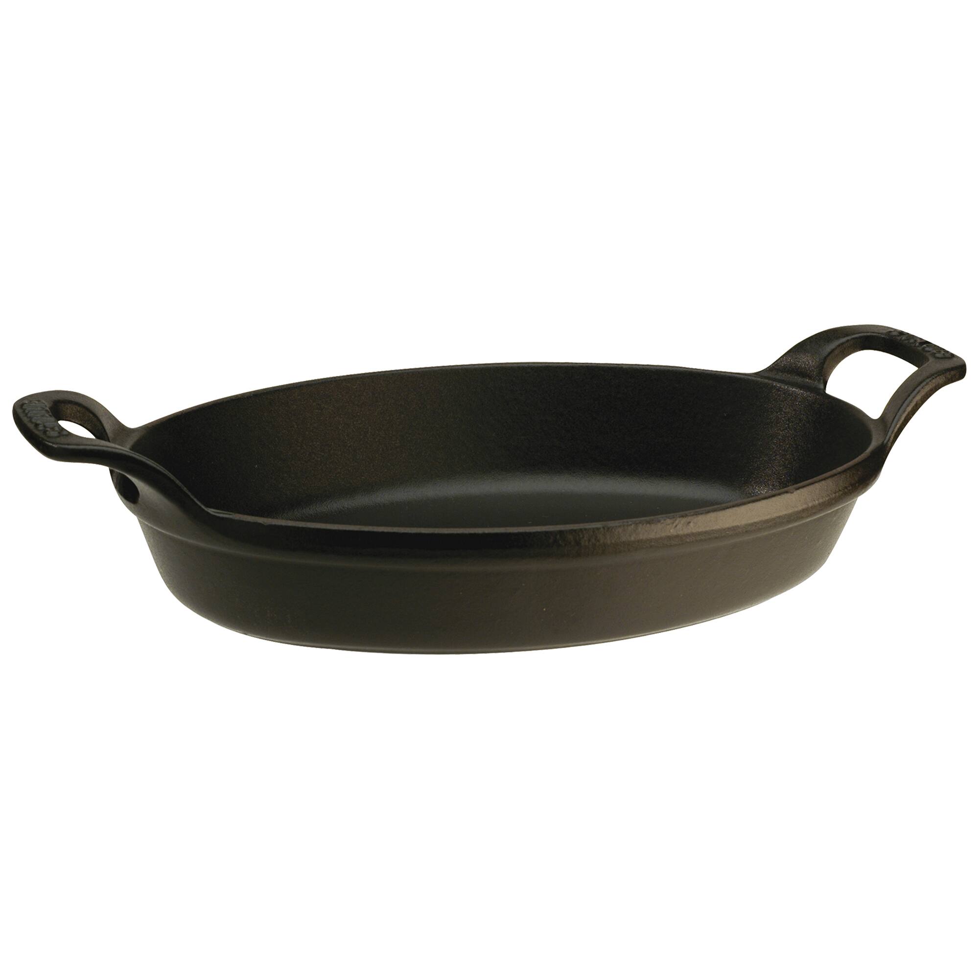 Alt View 1. Staub - Staub Cast Iron 8-inch x 5.5-inch Oval Gratin Baking Dish - Matte Black - Matte Black.
