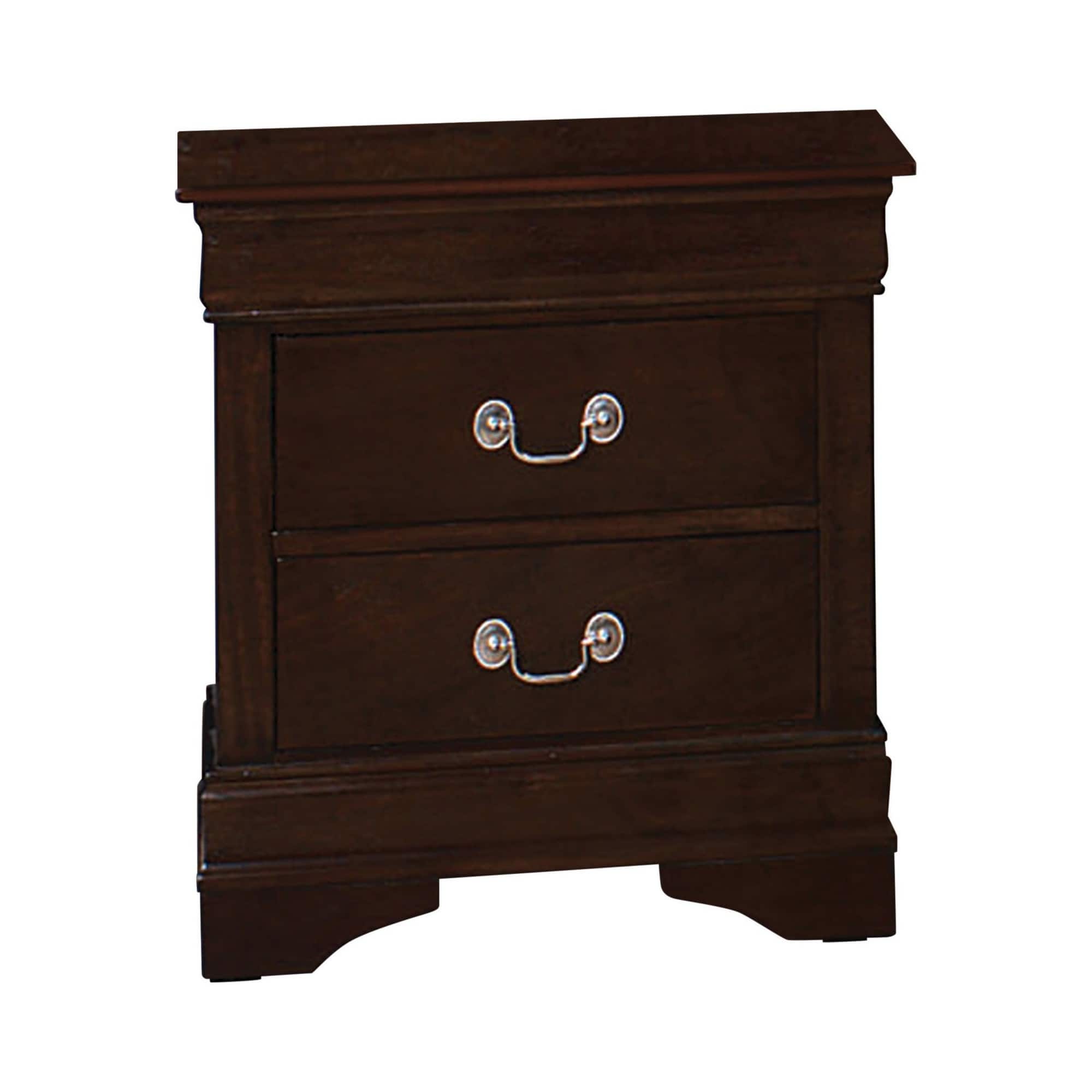 Manhattan Lane - Nim 24 Inch 2 Drawer Nightstand, Classic Bail Handles, Cappuccino - Cappuccino Brown, Nickel