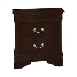 Manhattan Lane - Nim 24 Inch 2 Drawer Nightstand, Classic Bail Handles, Cappuccino - Cappuccino Brown, Nickel