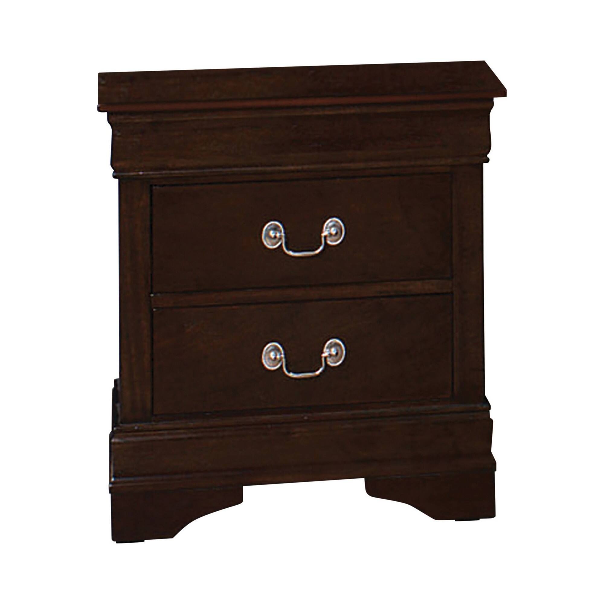 Front. Manhattan Lane - Nim 24 Inch 2 Drawer Nightstand, Classic Bail Handles, Cappuccino - Cappuccino Brown, Nickel.