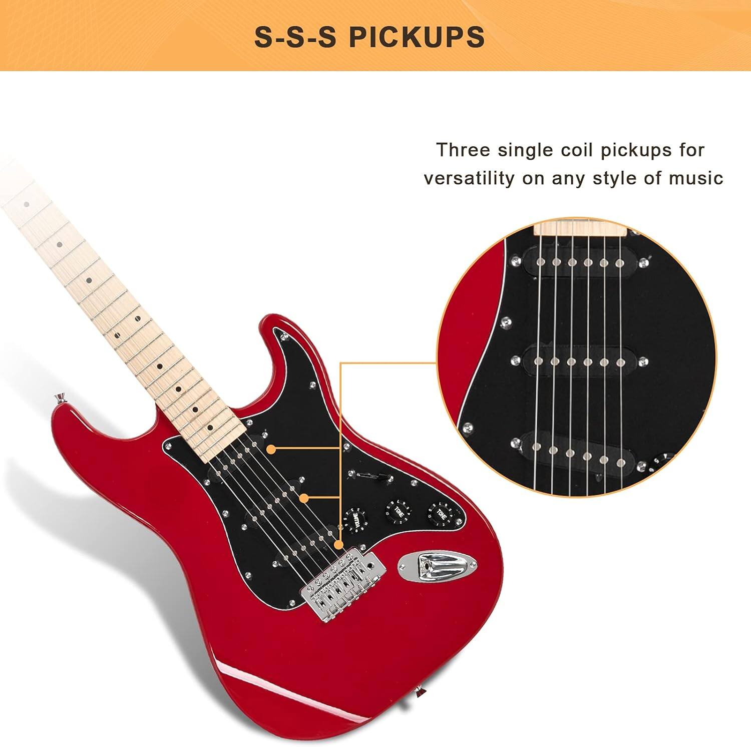 S-S-S PICKUPS  
Three single coil pickups for versatility on any style of music