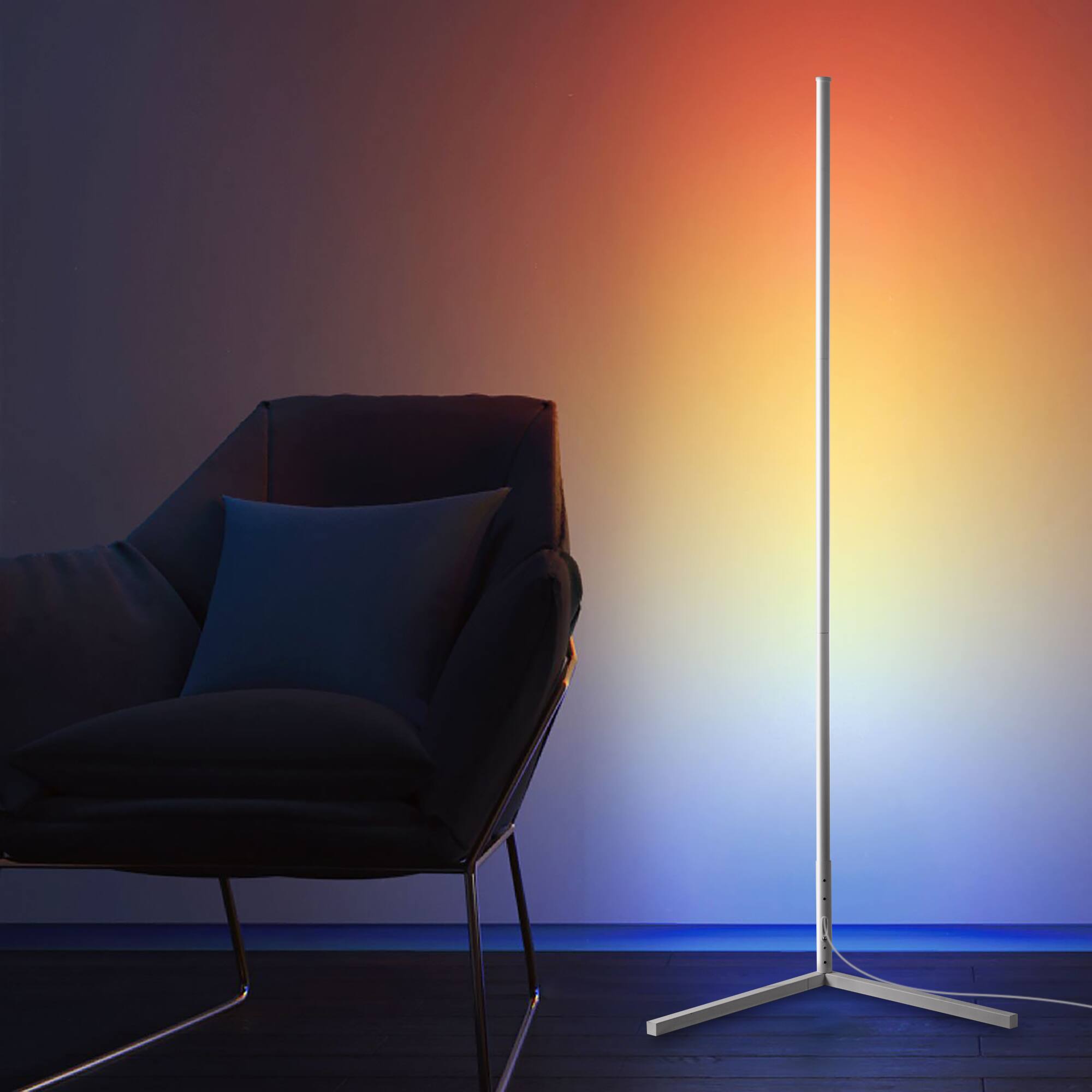 Angle. Lamp Depot - RGBW Color-changing Minimalist Corner Floor Lamp.