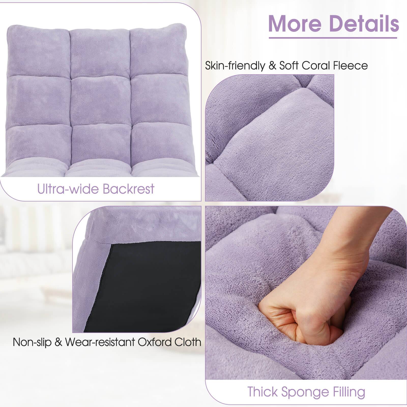 More Details

- Ultra-wide Backrest
- Skin-friendly & Soft Coral Fleece
- Non-slip & Wear-resistant Oxford Cloth
- Thick Sponge Filling