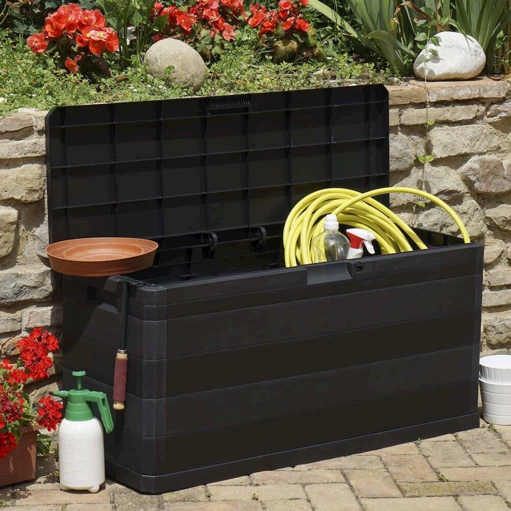 Back. vidaXL - vidaXL Storage Box Black Polypropylene Medium Storage Box Rectangular - Black.