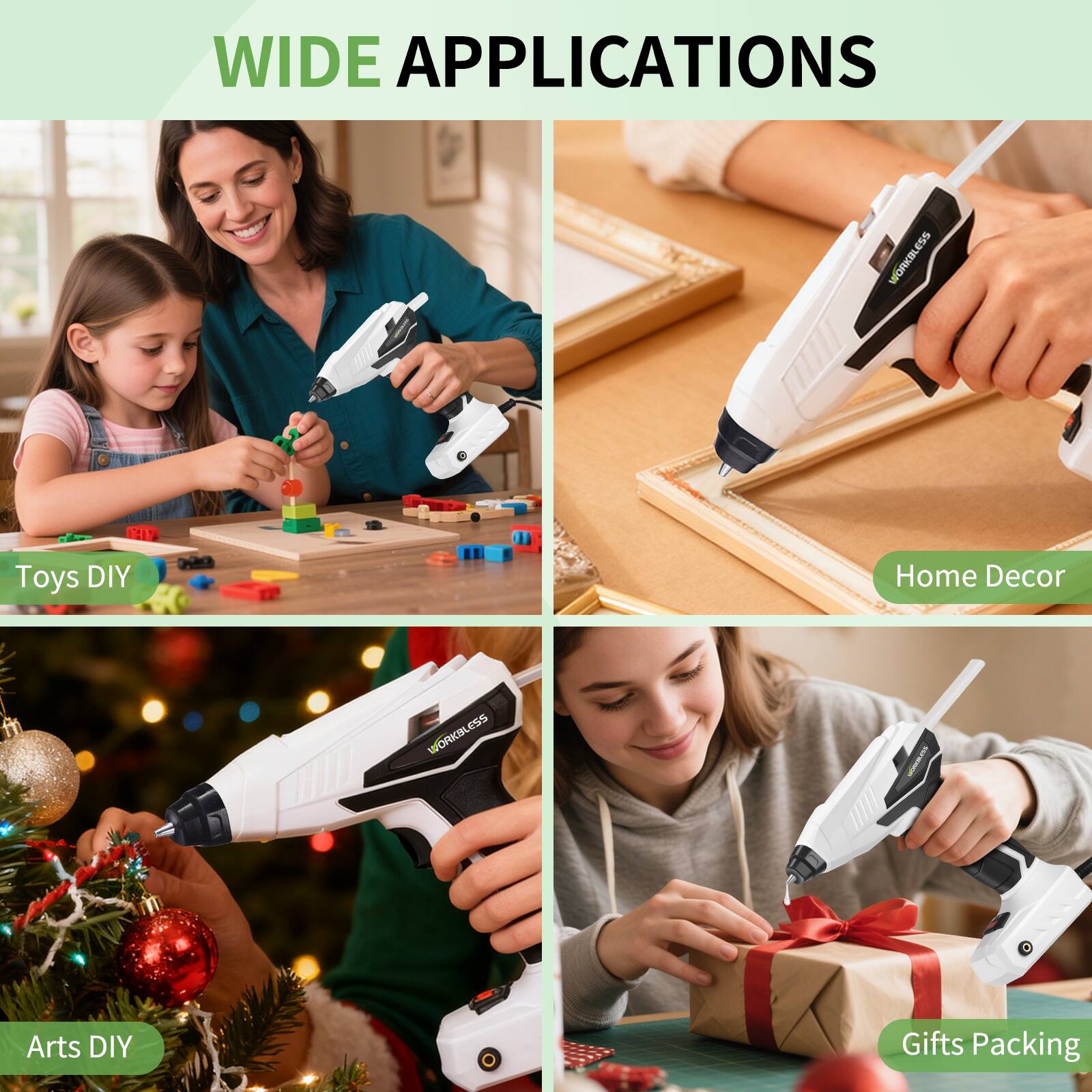 WIDE APPLICATIONS

- Toys DIY
- Home Decor
- Arts DIY
- Gifts Packing