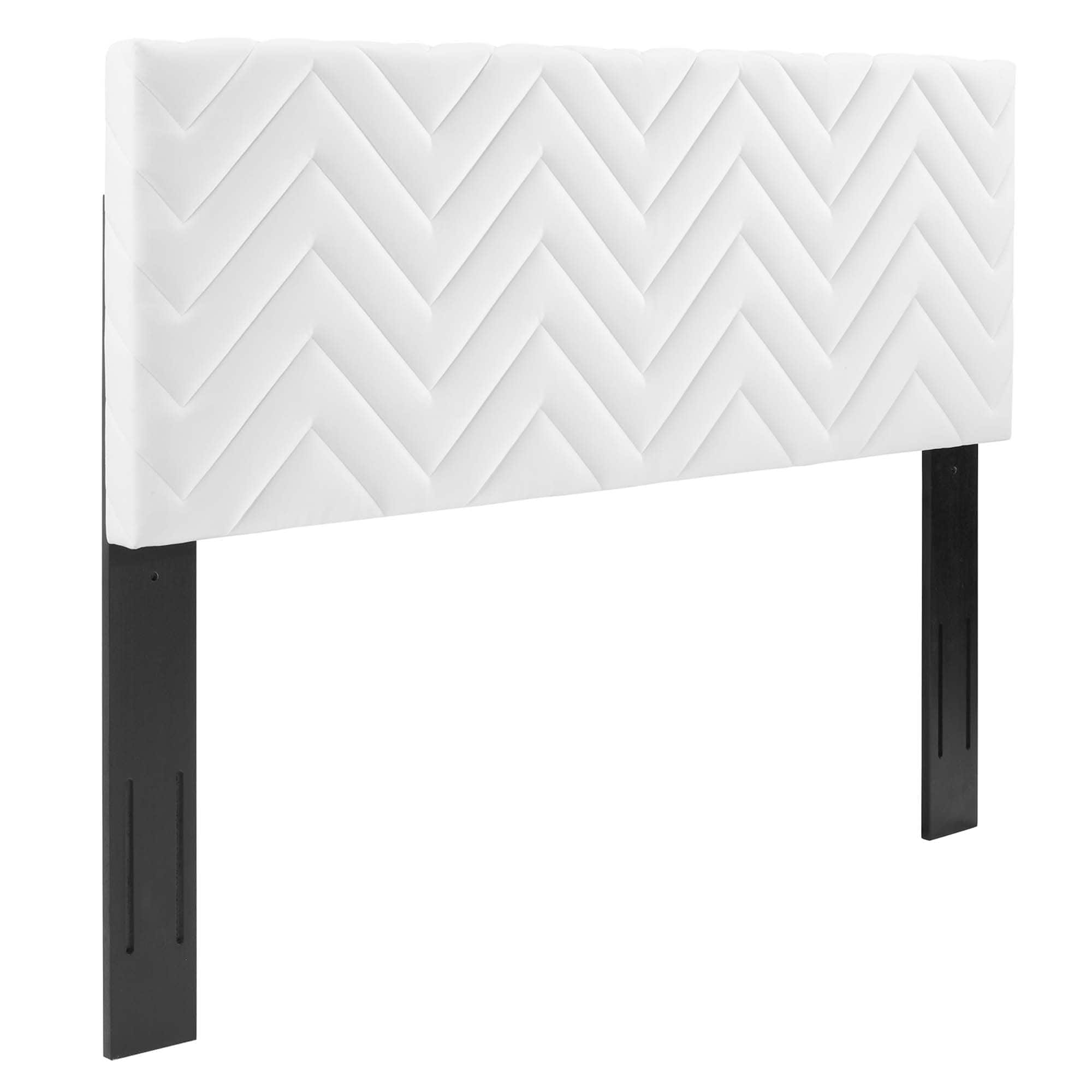Mercy Chevron Tufted Performance Velvet Twin Headboard by Modway - White