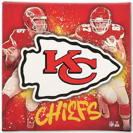 Open Road Brands - Kansas City Chiefs 12" x 12" Team Logo and Players Splash Canvas Art - Multicolor
