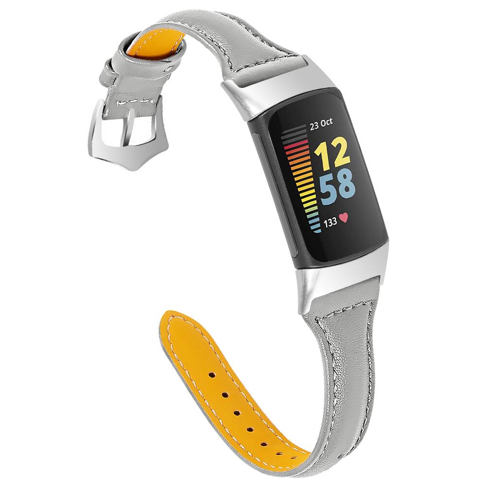 StrapsCo - Slim Everyday Genuine Leather Watch Band Strap For Fitbit Charge 6 - Gray price history on PriceWatchPro
