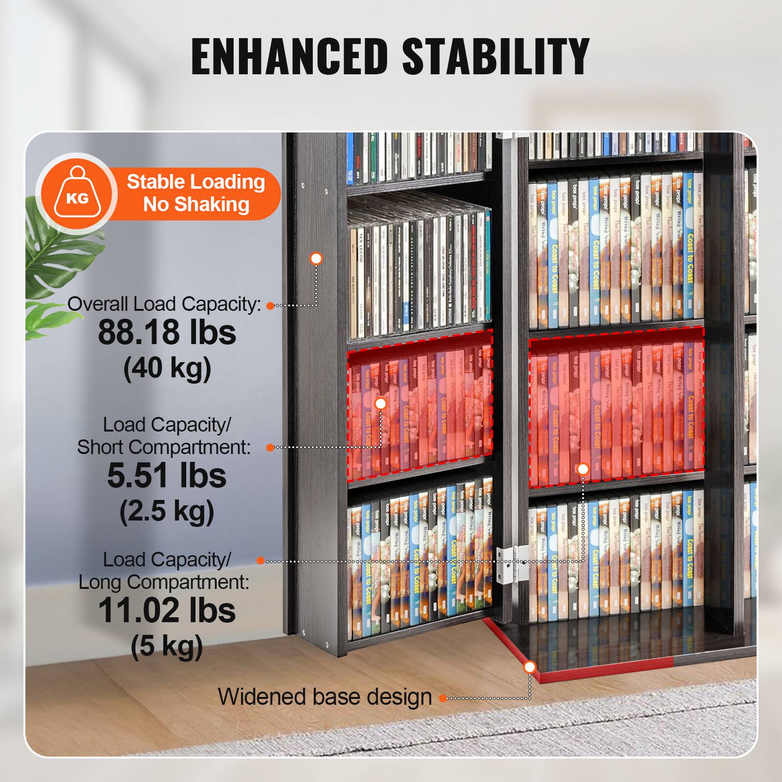 VEVOR Media Storage Cabinet, DVD Cabinet with Doors and Shelves