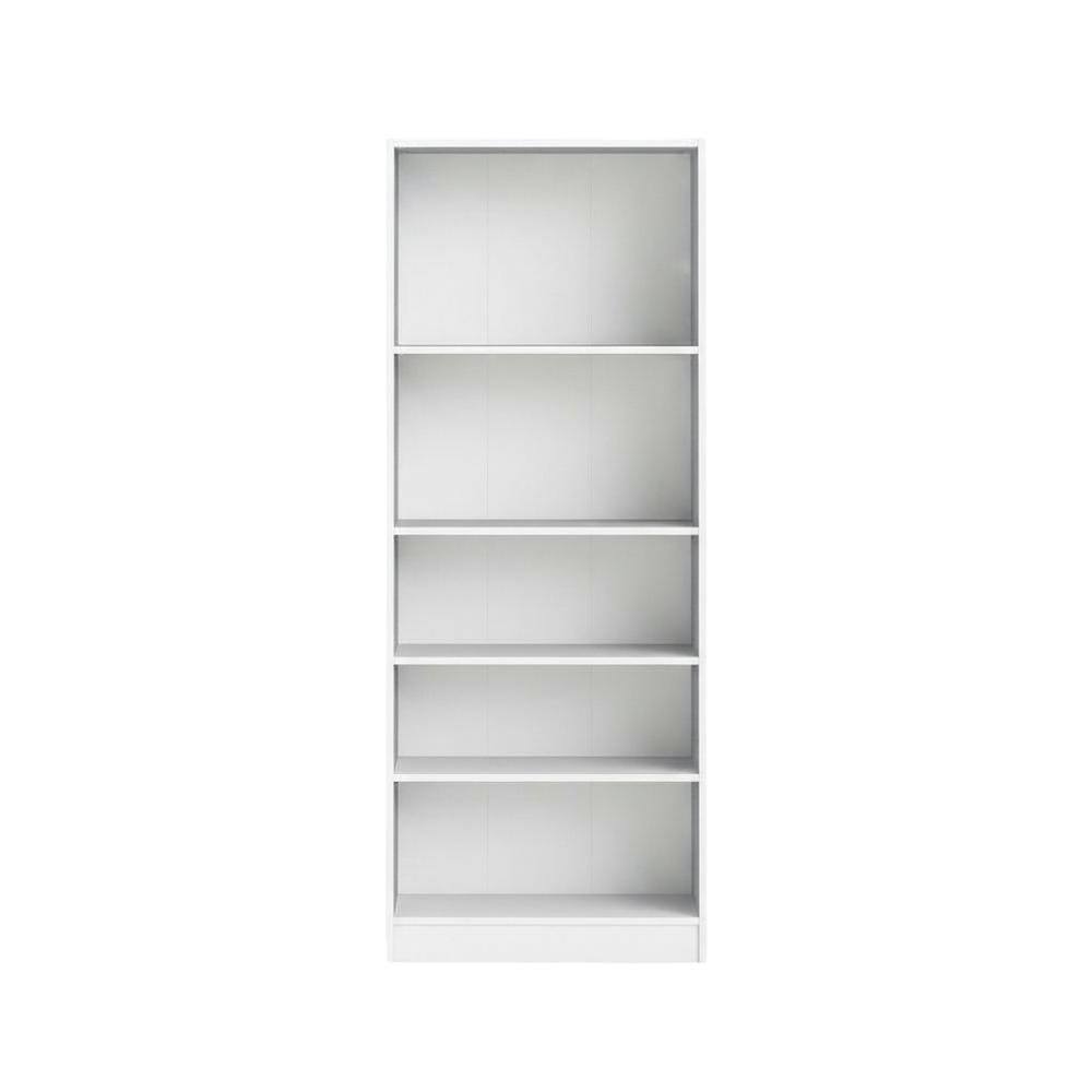 Back. FurniFact - Tall Wide 5 Shelf Bookcase with Adjustable Shelves and Metal Pulls - White.