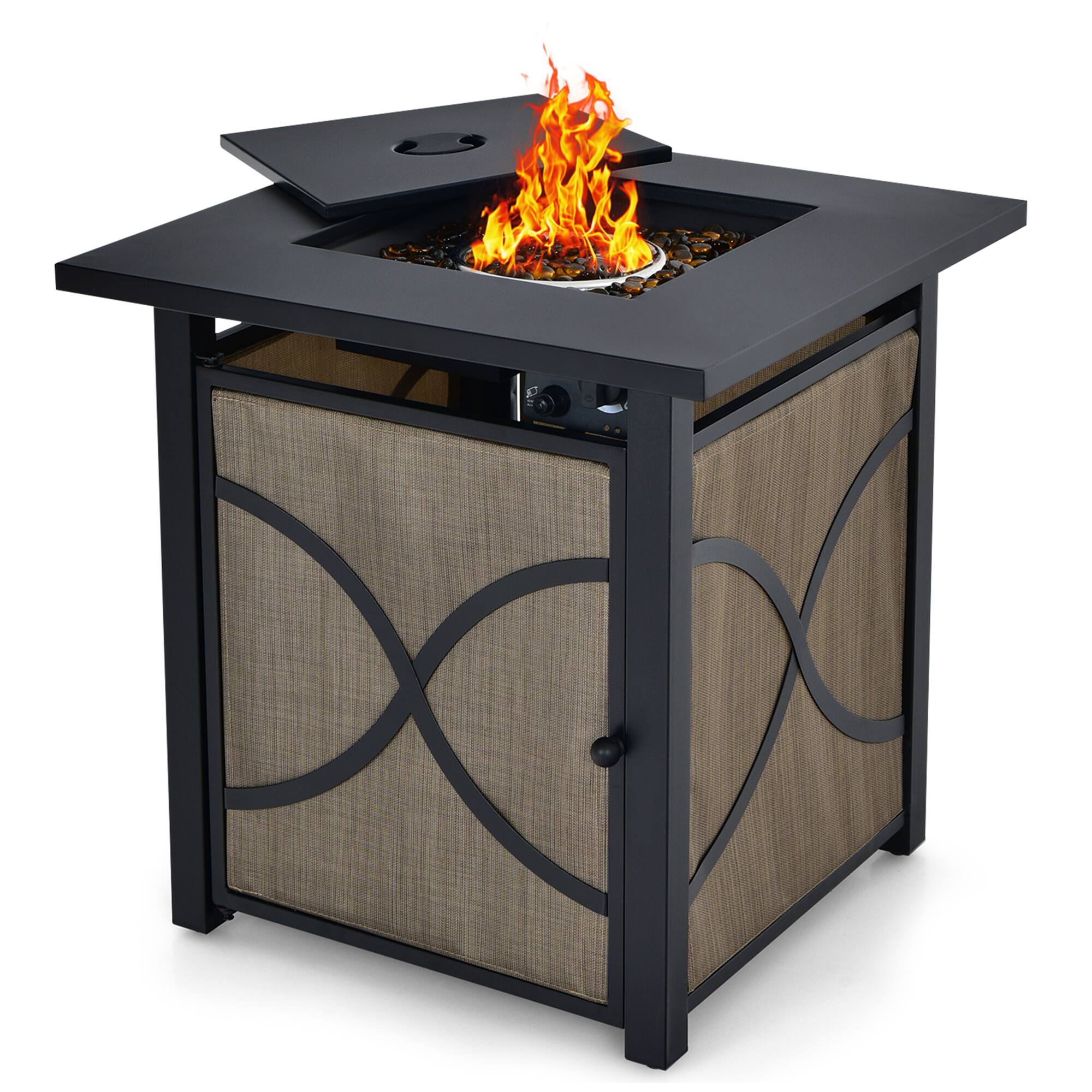 Front. Gymax - Gymax 25'' Gas Fire Pit Table 40,000 BTU Propane Fire Pit Table w/ CSA Certification - Black, Coffee.
