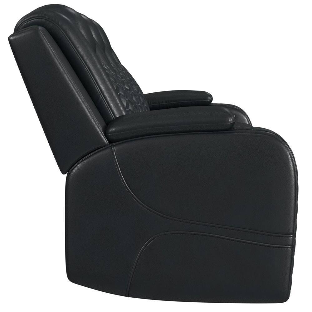 Back. Elements - Carlo Power Recliner with Power Headrest and LED Lighting - Black.