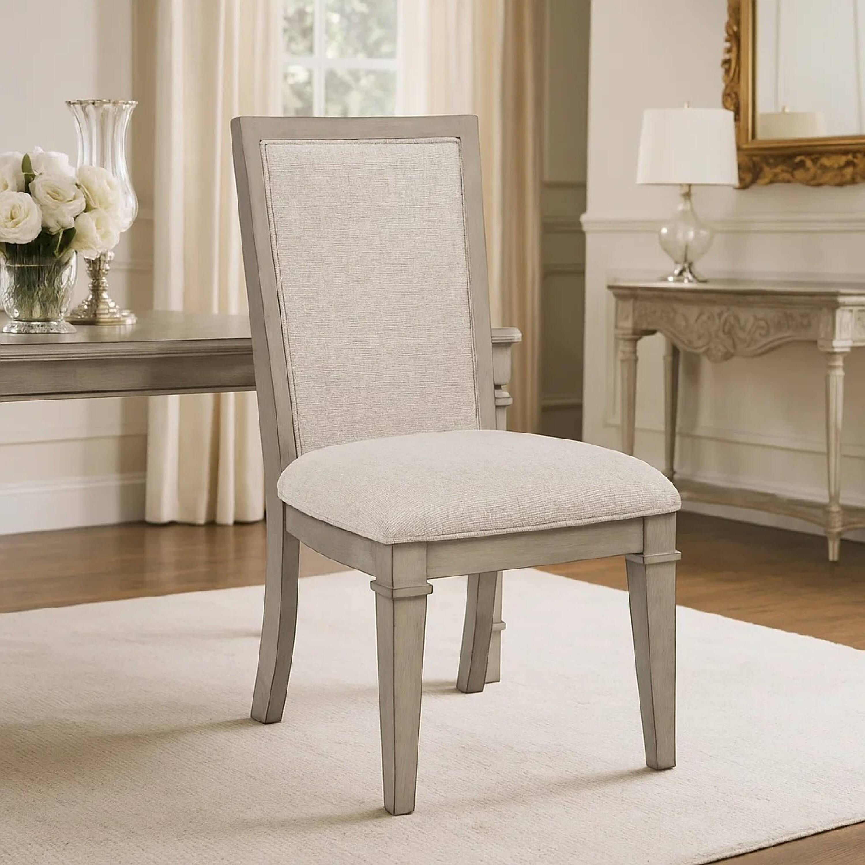 Alt View 3. Manhattan Lane - Henry Dining Side Chair Set of 2, Beige Polyester, Vintage Light Cream - Beige, Cream.