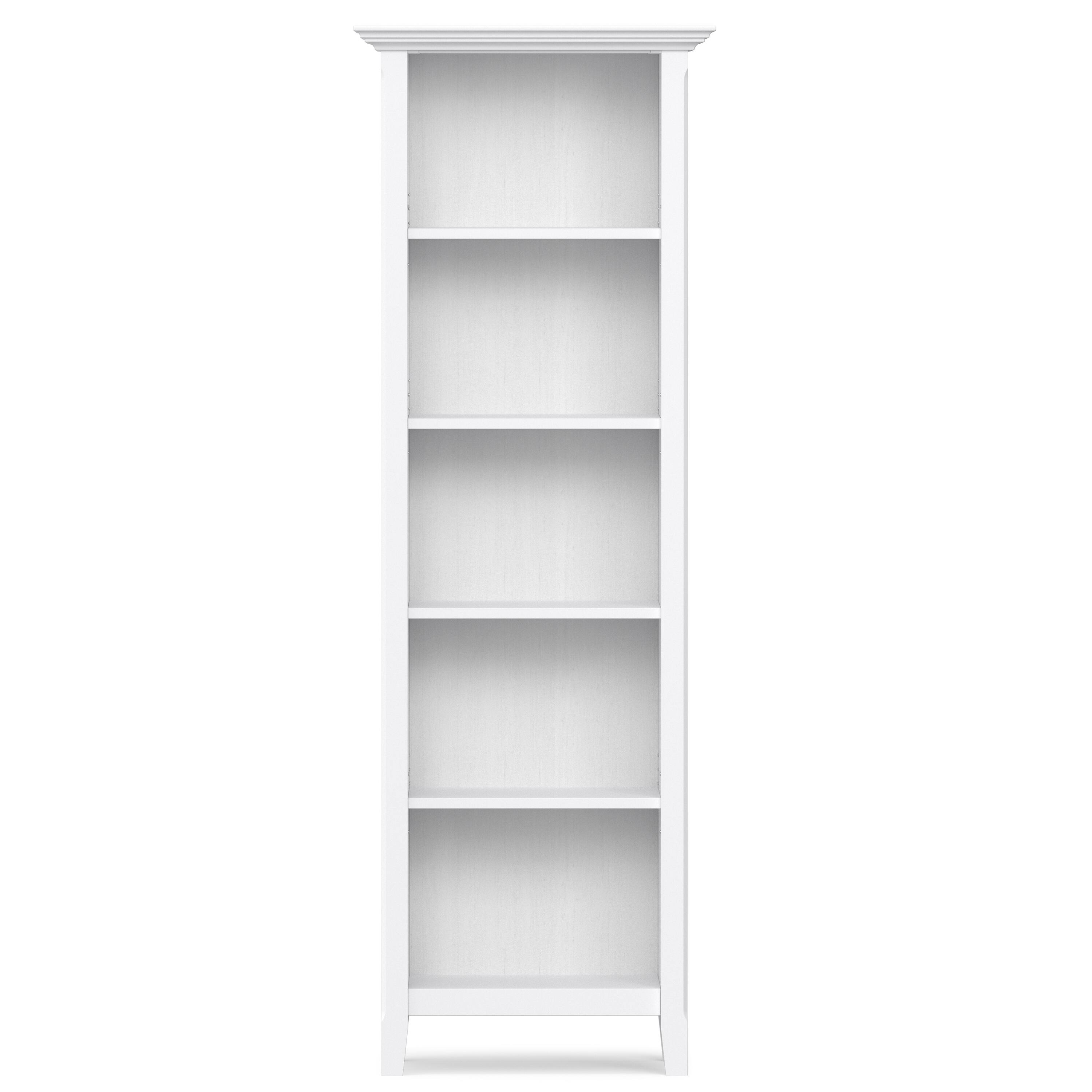 Left. Simpli Home - Amherst 24 inch Wide Solid Wood Transitional 5 Shelf Bookcase in White - White.