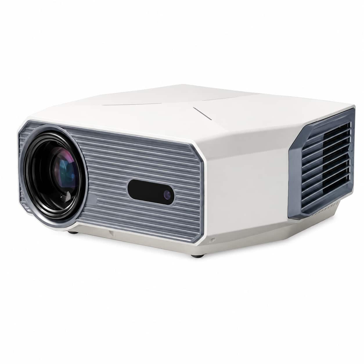 BOSS - S26A Portable Smart Projector, WiFi Bluetooth 3D, HDMI/USB/AV, PS5 & Fire Stick Ready, 50,000hr Lamp Life - White