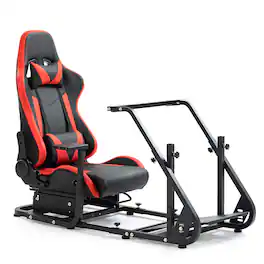 Dardoo - Integrated Racing Sim Cockpit Wheel Stand Fit for Thrustmaster T80 T150, for Logitech G29 G920 G923 - Red & Black