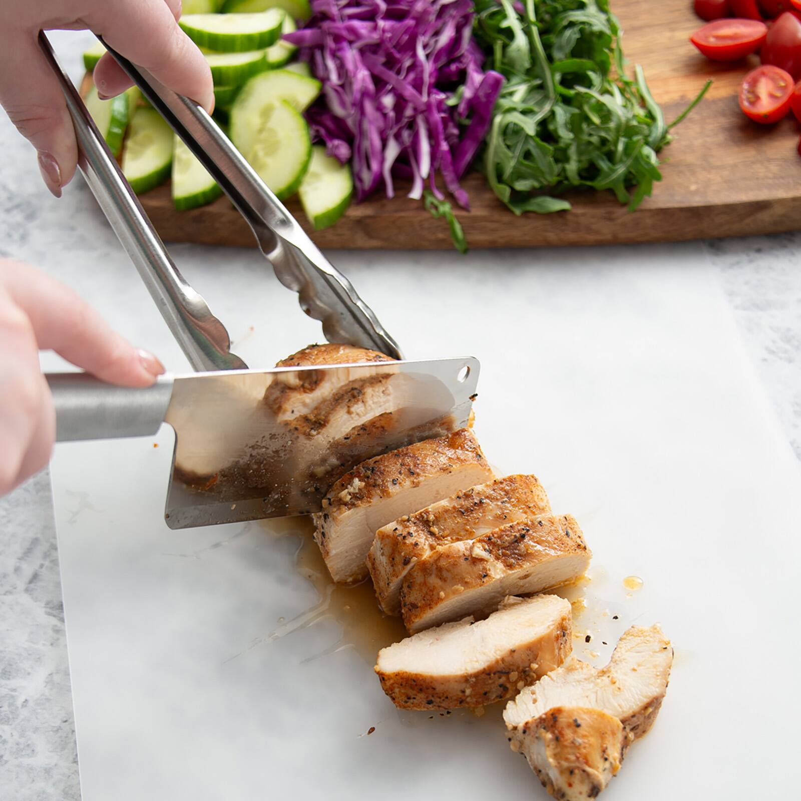 Alt View 3. Rada - 5.25 Inch Chef's Dicer Knife, Aluminum Handle - Silver.