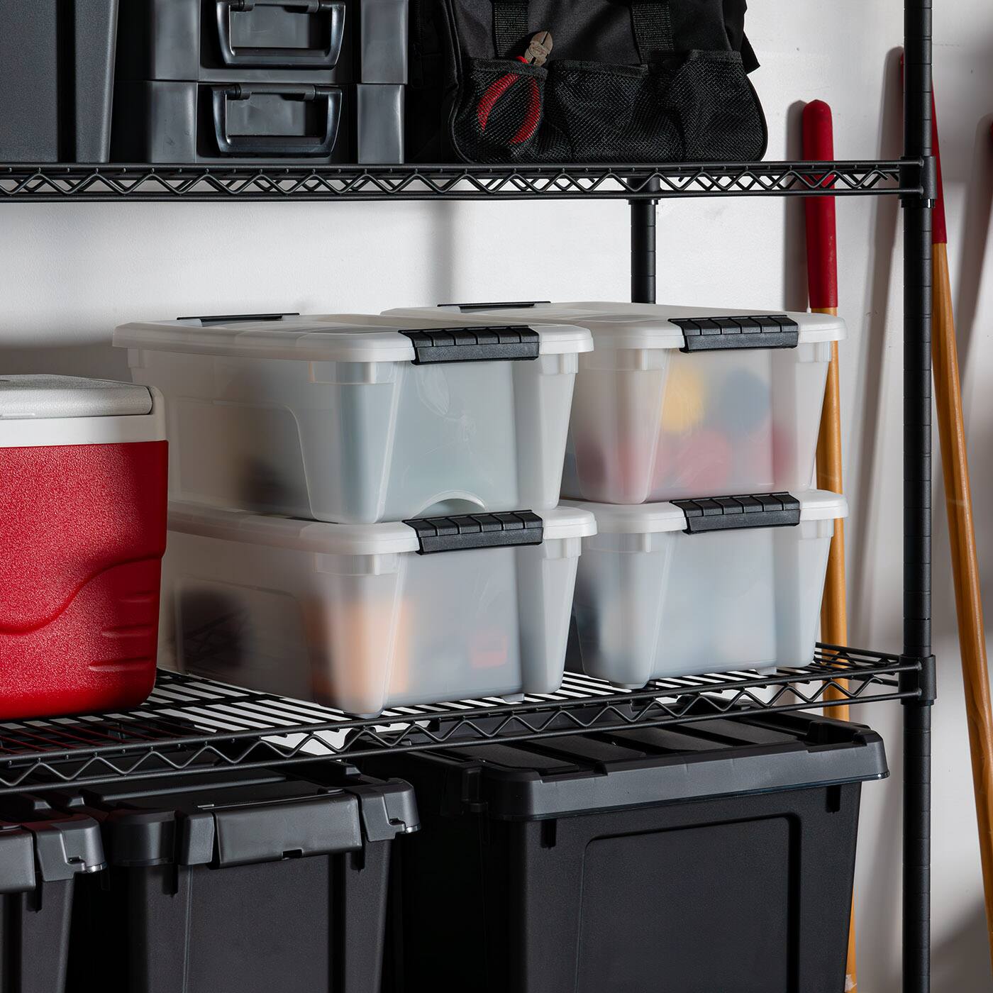 Alt View 6. IRIS USA - IRIS 12.75qt Plastic Storage Bins with Lids and Secure Latching Buckles - 4 Pack.