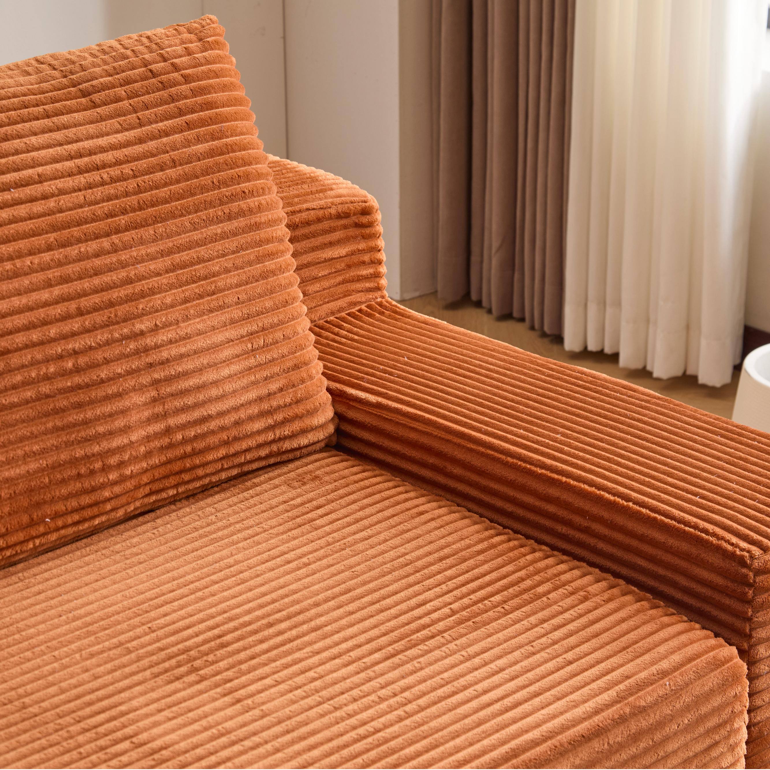 Alt View 7. Meqiodas - Loveseat Sofa, Comfortable Deep Seat Sofa Bed, Modern Corduroy Couch for Living Room Bedroom, No Assembly Required - Orange.