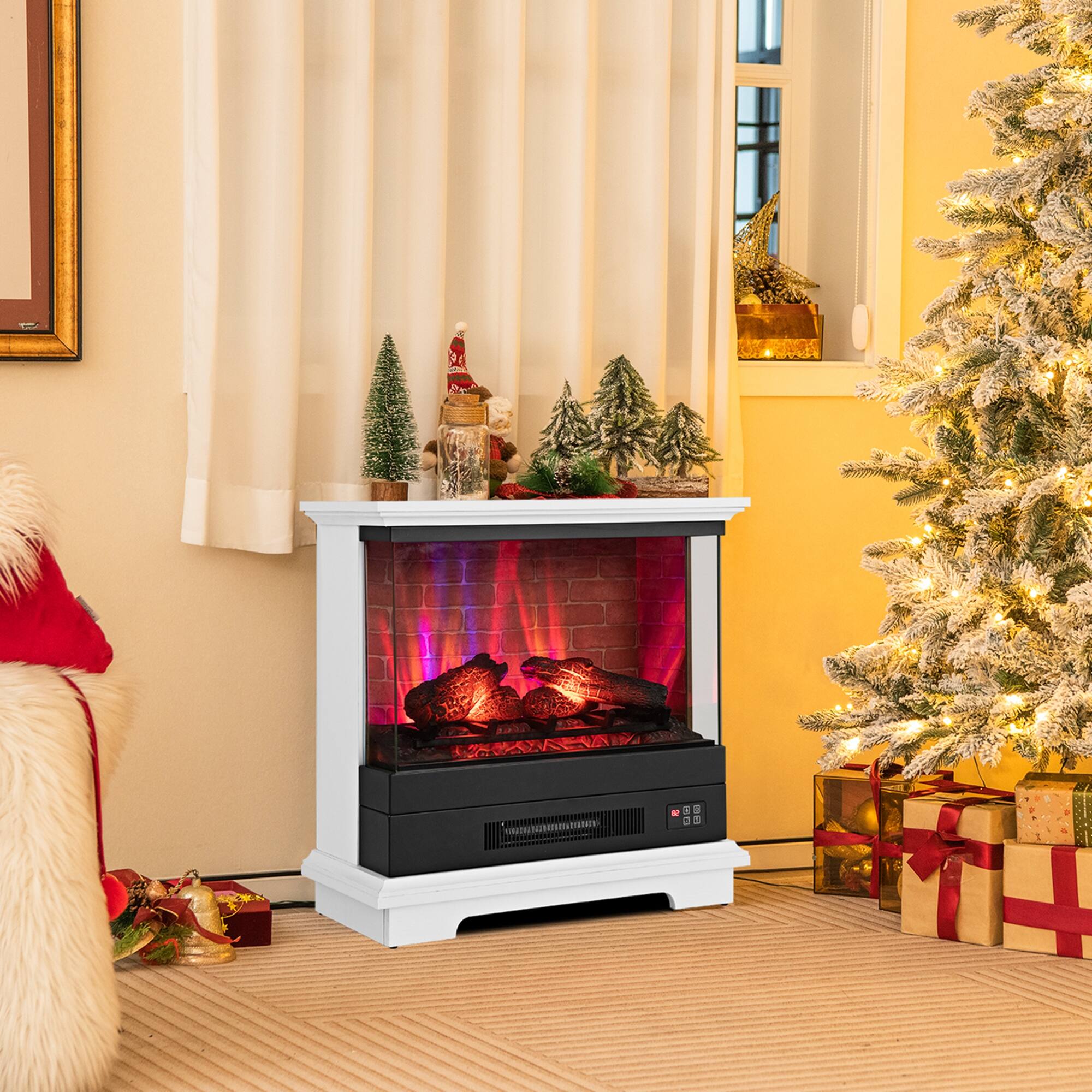 Alt View 1. Costway - Costway 27" Electric Fireplace Heater Freestanding 1400W Remote Control Timing Function White - White.