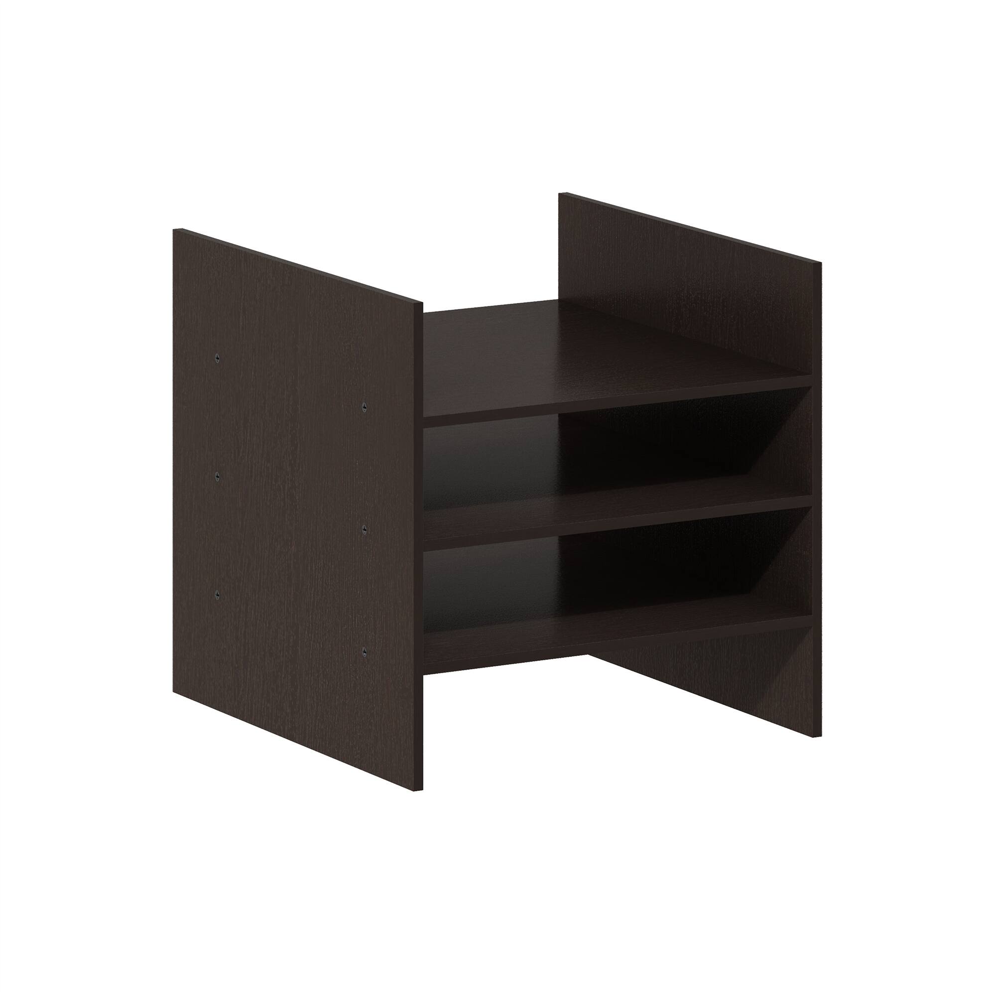 Front. Furinno - Cubicle 3-Shelf File Organizer Cube Insert - Dark Oak.