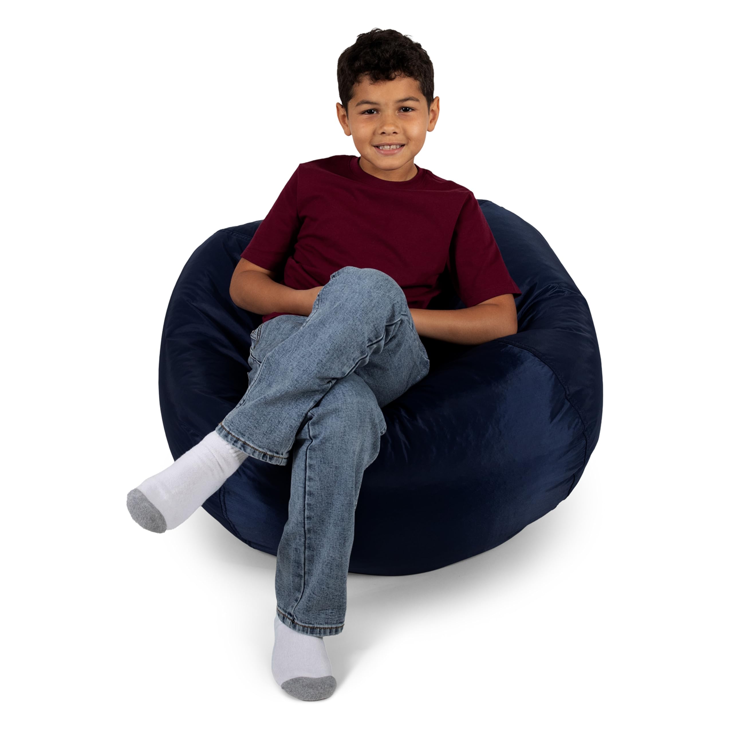 JETRANSPORT - Classic Bean Bag Chair Spicy Lime Smartmax Durable Polyester Nylon Blend 2 Feet Round Nylon - Navy Single Classic Beanbag