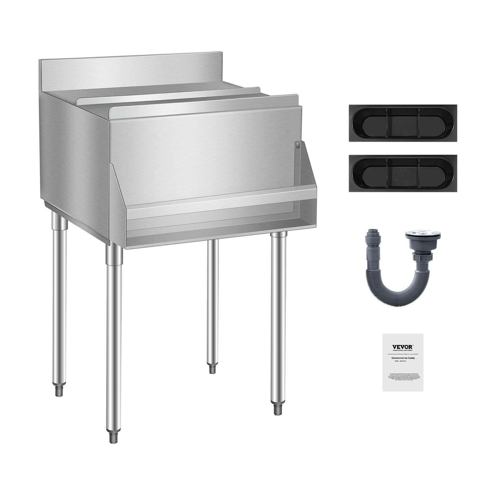 Alt View 5. VEVOR - Commercial Ice Bin, 61.6L Underbar Ice Bin, 24 x 24.2 x 37 in Stainless Steel Ice Chest with Sliding Lid, Bottle Holders - stainless steel color.