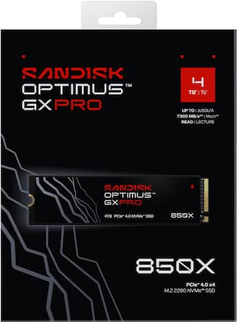 SANDISK 4TB Optimus GX PRO 850X PCIe 4.0 x4 M.2 2280 NVMe SSD SANDISK 4TB Optimus GX PRO 850X PCIe 4.0 x4 M.2 2280 NVMe SSD